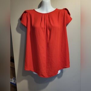 April Red Cap Sleeve Blouse, Size Small